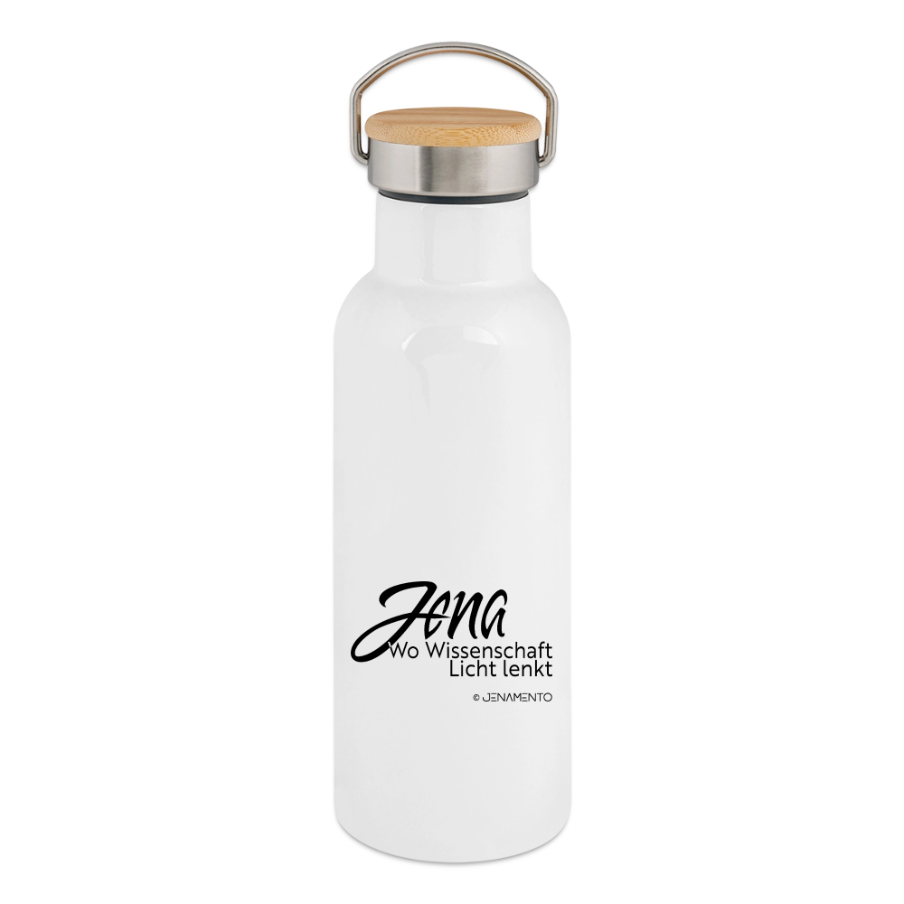 Thermosflasche mit Bambusdeckel - Weiß