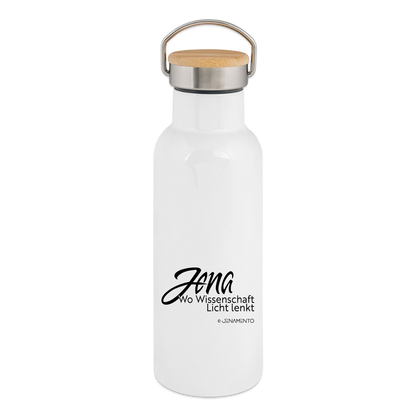 Thermosflasche mit Bambusdeckel - Weiß