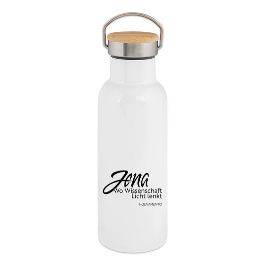 Thermosflasche mit Bambusdeckel - Weiß