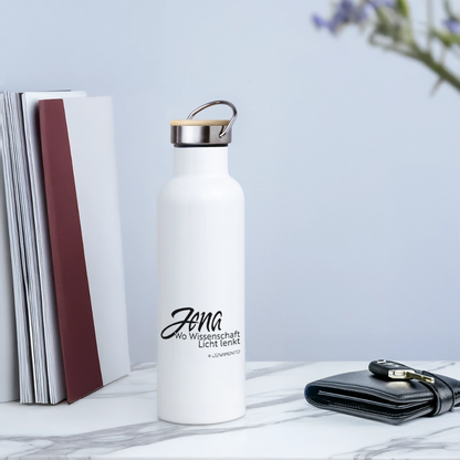 Thermosflasche mit Bambusdeckel - Weiß