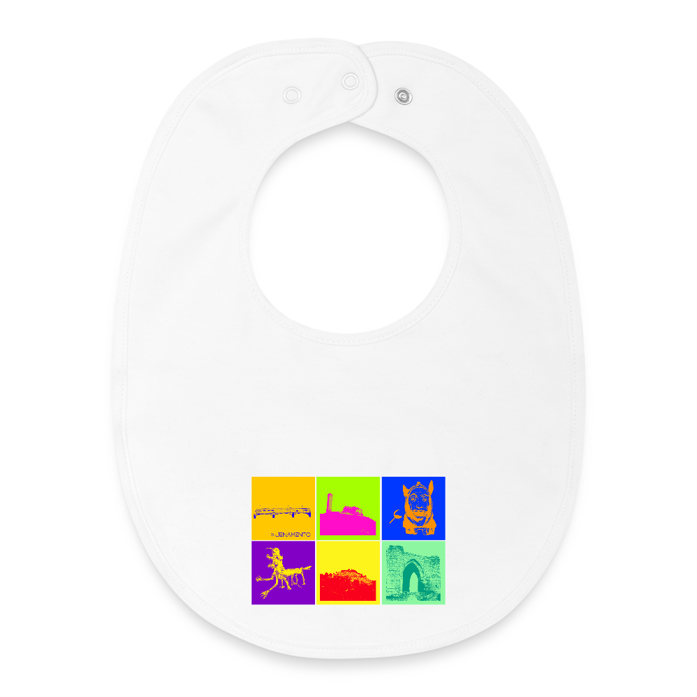 Baby-Lätzchen im Jena.Pop Design mit farbigen Stadtmotiven