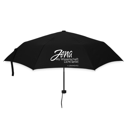 Schwarzer Regenschirm mit Jena Lichtschrift Design