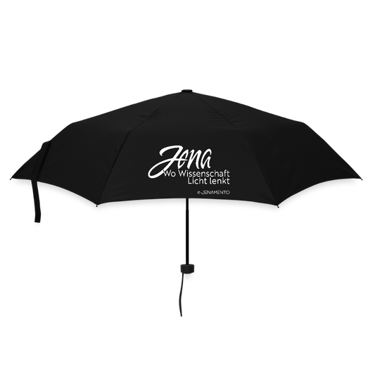 Schwarzer Regenschirm mit Jena Lichtschrift Design