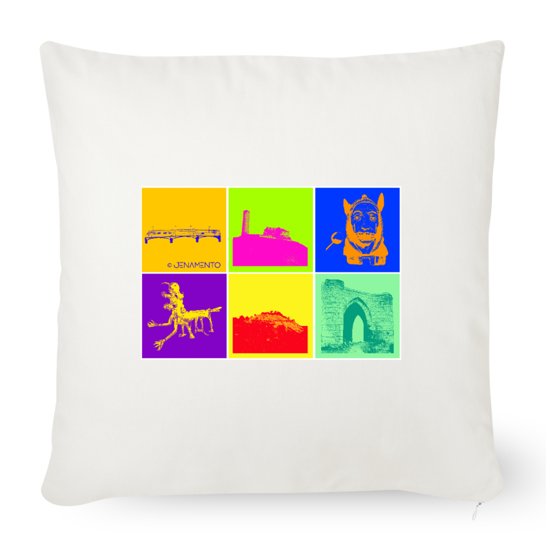Sofakissen im Jena.Pop Design mit farbenfrohen Stadtmotiven mit Füllung 44 x 44 cm